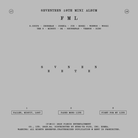 세븐틴 미니10집 'FML' 專輯封面