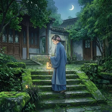 苔階碎月伶仃步